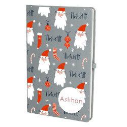 Yılbaşı Noel Baba Tasarım Gri Ajanda Defter online tasarla