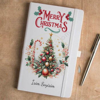 Yılbaşı Tasarımlı Beyaz Ajanda Defter online tasarla