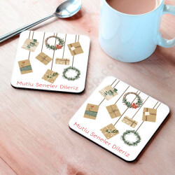 Yılbaşı Temalı Bardak Altlığı online tasarla