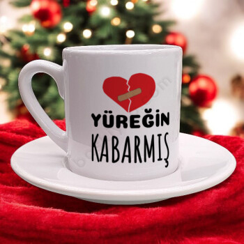 Yüreğin Kabarmış Yazı Tasarımlı Türk Kahve Fincanı online tasarla