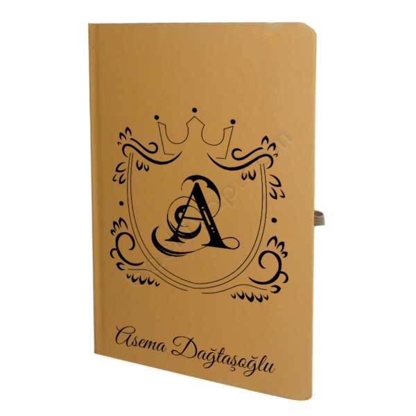 Taç Çerçeve Tasarımlı Kişiye Özel Taba Ajanda – Tarihsiz Çizgili Taba Ajanda/Defter 13X21Cm tasarımı