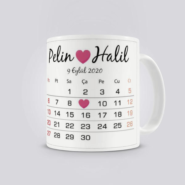 Takvimli Sevgili Kupası online tasarla