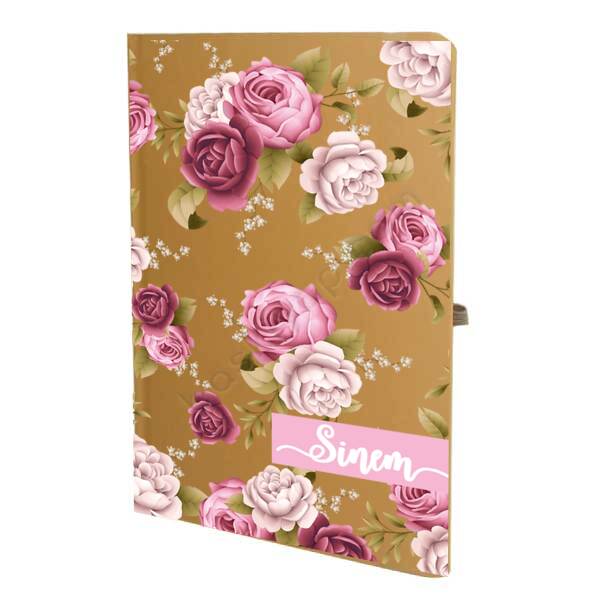 Pembe Gül Desenli Tarihsiz Çizgili Taba Ajanda/Defter – Tarihsiz Çizgili Taba Ajanda/Defter 13X21Cm tasarımı