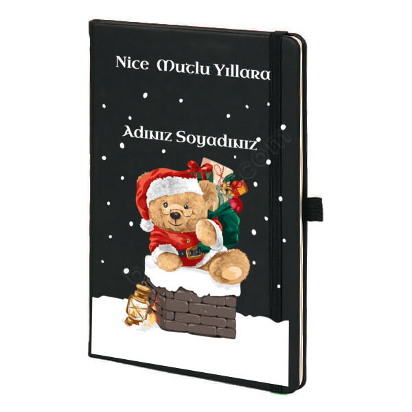 Teddy Ayıcık Baskılı Tarihsiz Siyah Ajanda Defter – Tarihsiz Siyah Ajanda / Defter tasarımı