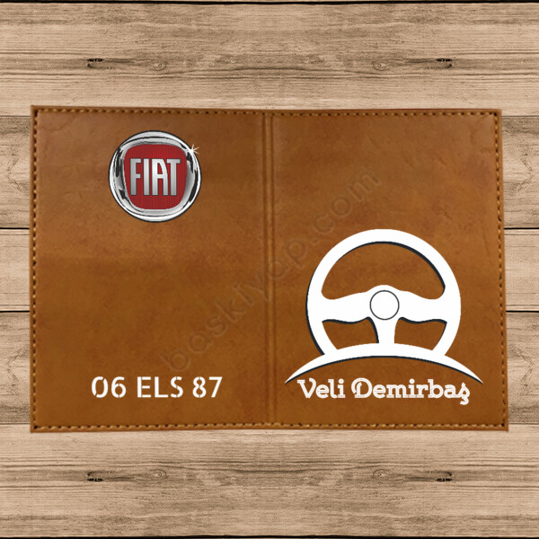 Direksiyon Baskılı Termo Deri Kahverengi Ruhsat Kabı online tasarla