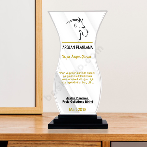 Teşekkür Ekonomik Kristal Plaket online tasarla