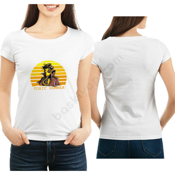 Toxic Summer Tasarım  Baskılı Beyaz Kadın Tişört online tasarla