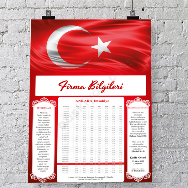 Türk Bayrağı İmsakiye 2022 online tasarla