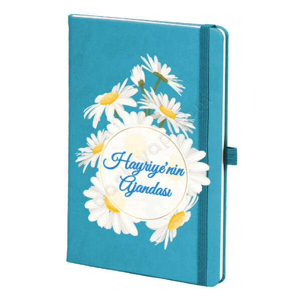 Papatya Modelli Turkuaz Ajanda – Tarihsiz Çizgili Turkuaz Ajanda/Defter 13X21Cm tasarımı
