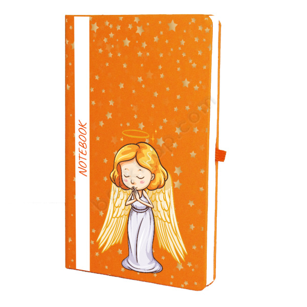 Melek Tasarımlı Turuncu Ajanda – Tarihsiz Çizgili Turuncu Ajanda/Defter 13X21Cm tasarımı