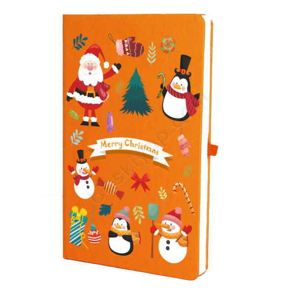 Merry Christmas Tasarımlı Turuncu Ajanda/Defter – Tarihsiz Çizgili Turuncu Ajanda/Defter 13X21Cm tasarımı
