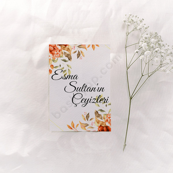 Turuncu Çiçekli Bohça Kartı online tasarla