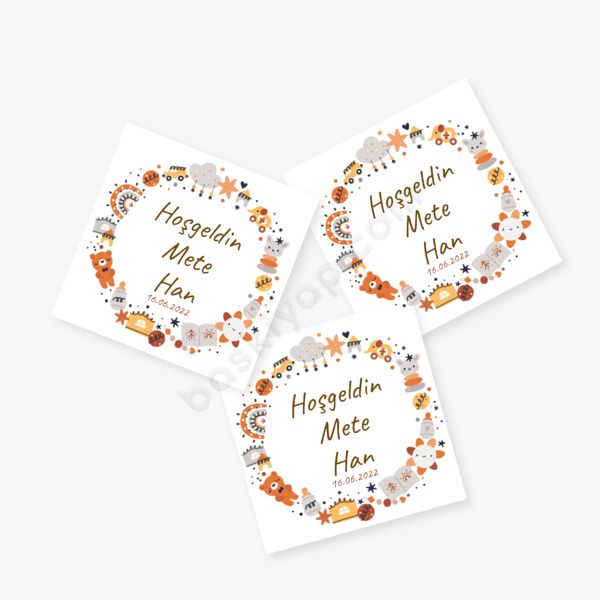 Turuncu Desen Tasarım Sticker online tasarla