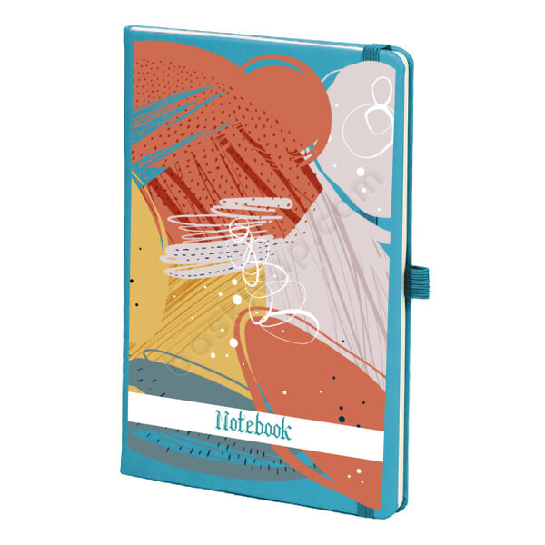 Turuncu Desenli Turkuaz Ajanda – Tarihsiz Çizgili Turkuaz Ajanda/Defter 13X21Cm tasarımı