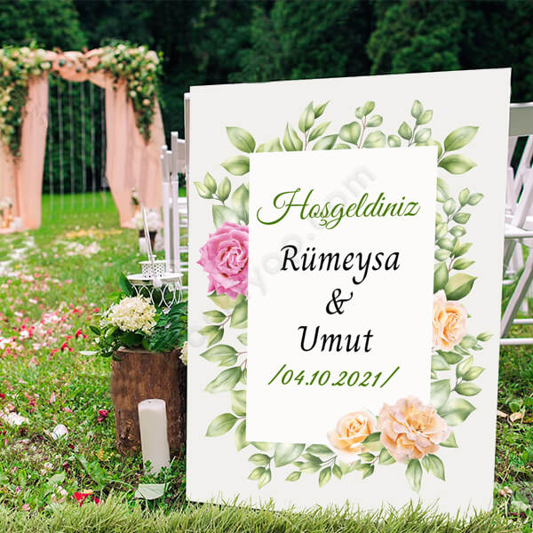 Turuncu Ve Pembe Tasarım Baskılı Ayaklı Pano online tasarla