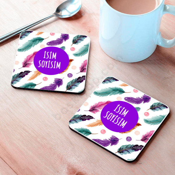 Tüy Fonlu Bardak Altlığı online tasarla