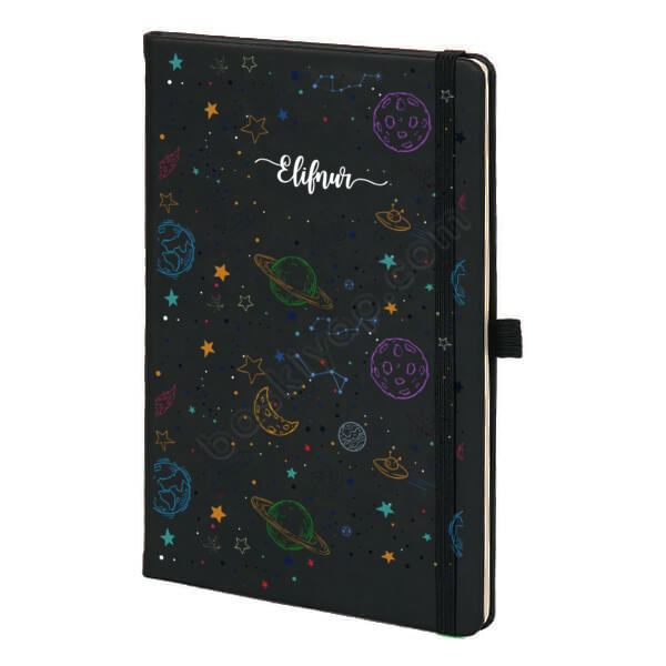 Uzay Tasarım Siyah Ajanda – Tarihsiz Siyah Ajanda / Defter tasarımı