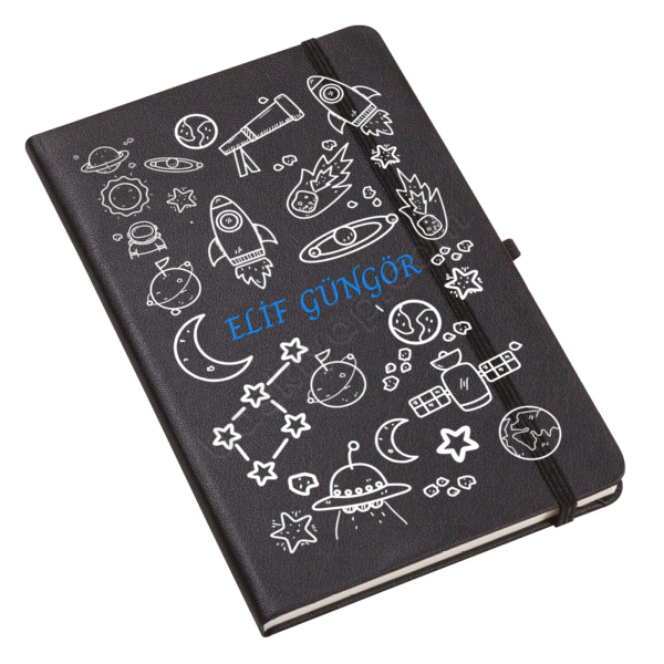 Uzayu Defter Ajanda – Tarihsiz Siyah Ajanda / Defter tasarımı