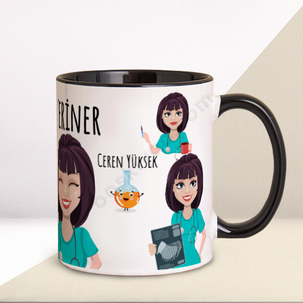 Veteriner Hekimlerine Özel Tasarım Baskılı Siyah Kupa Bardak online tasarla