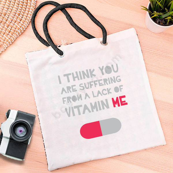 Vitamin Eksikliği Baskılı Bez Çanta online tasarla