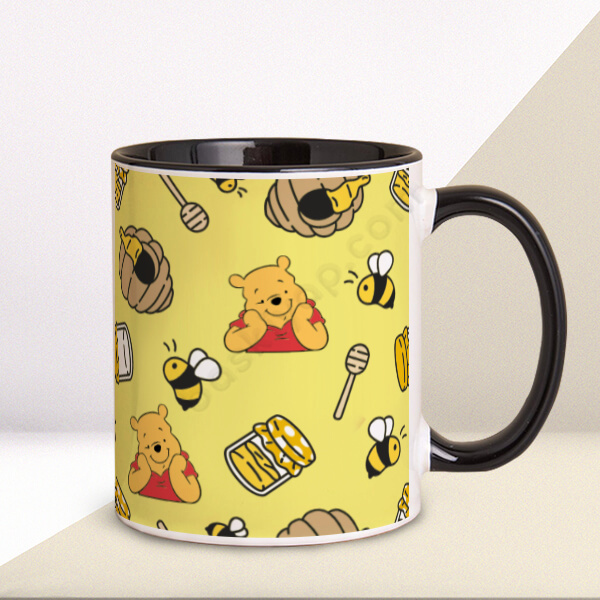 Winnie The Poh Tasarım Siyah Kupa online tasarla