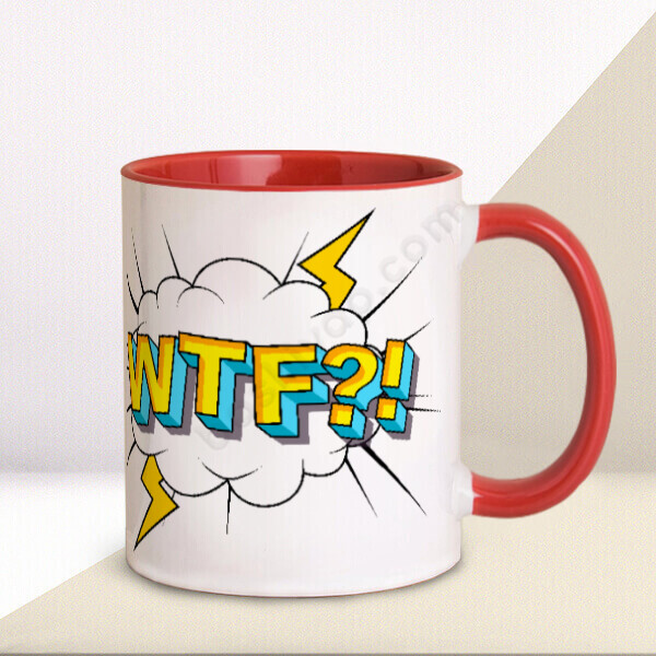 Wtf Baskılı Kırmızı Kupa – Kişiye Özel Baskılı Kupa - Kırmızı tasarımı