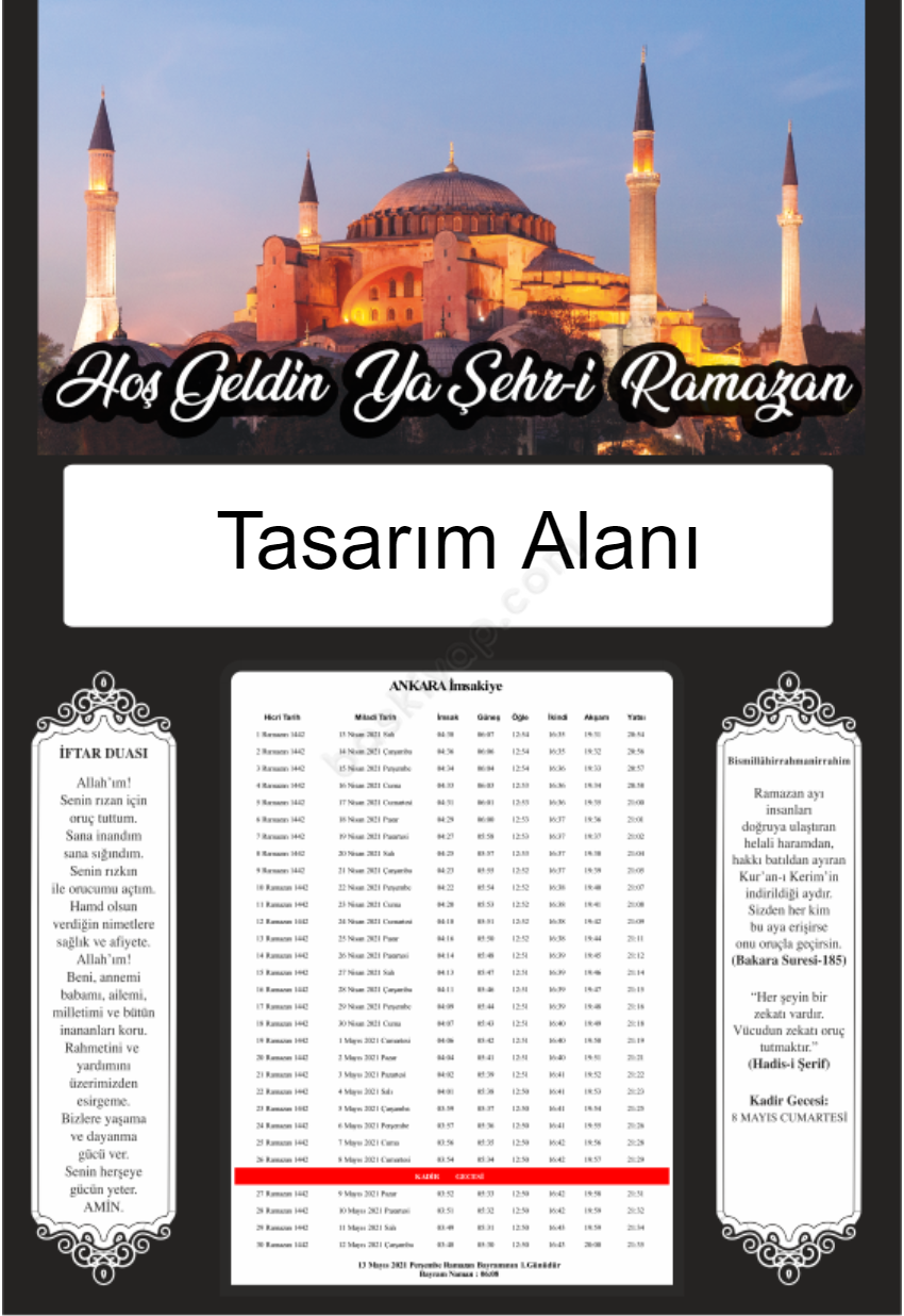 Ya Şehr-İ Ramazan Kişiye Özel İmsakiye 2021 online tasarla