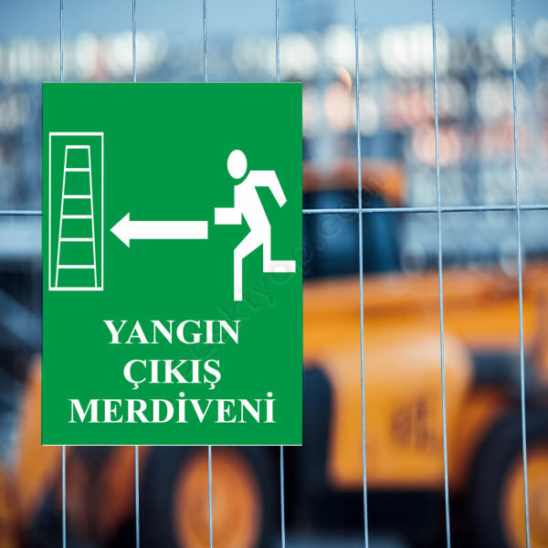 Yangın Çıkış Merdiveni Sol Yön Levha online tasarla