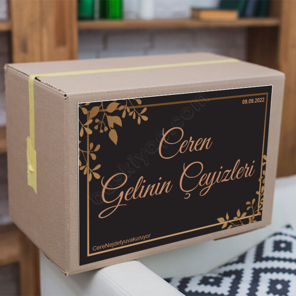 Yaprak Detay Çerçeveli Çeyiz Etiketi online tasarla