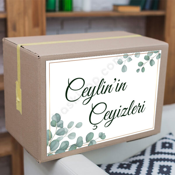 Yaprak Detaylı Çeyizetiketi online tasarla