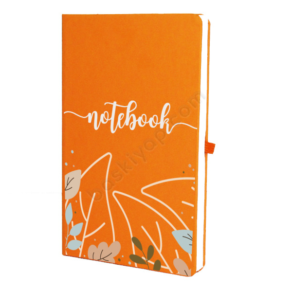 Yapraklar 2 Tasarım Turuncu Ajanda – Tarihsiz Çizgili Turuncu Ajanda/Defter 13X21Cm tasarımı