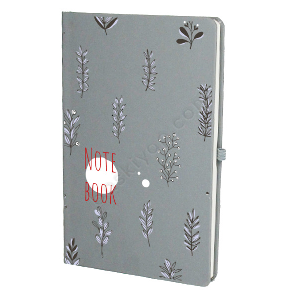 Yapraklar Tasarım Gri Ajanda – Tarihsiz Çizgili Gri Ajanda/Defter 13X21Cm tasarımı