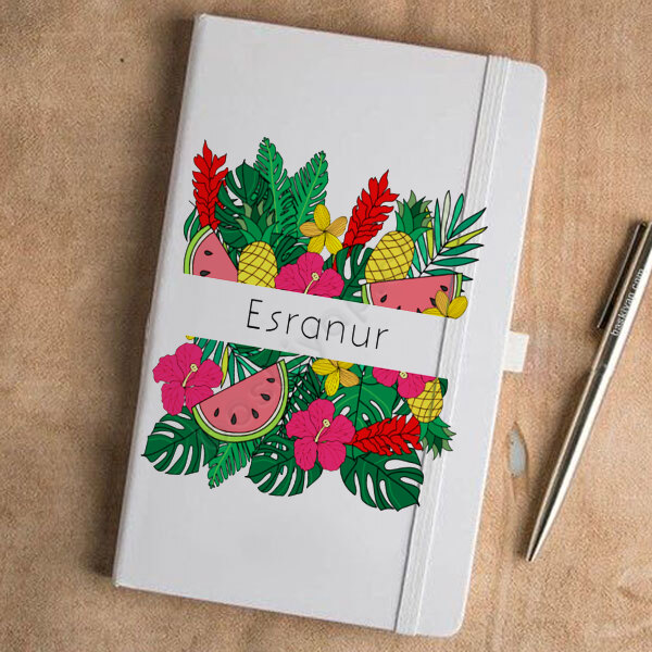 Yaz Meyveleri Tasarımlı Beyaz Ajanda online tasarla