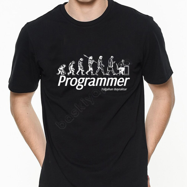 Yazılım Ve Program Tasarım Baskılı Siyah Erkek Tişört online tasarla
