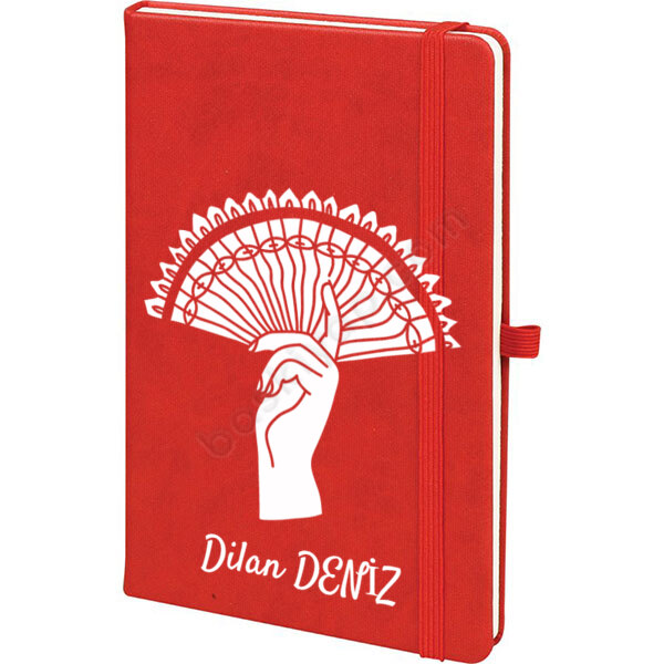 Yelpaze Defter Ajanda Tasarla – Tarihsiz Kırmızı Ajanda / Defter 13X21Cm tasarımı