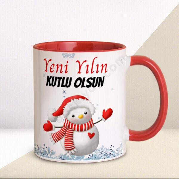 Yeni Yıl  Kupası – Kişiye Özel Baskılı Kupa - Kırmızı tasarımı