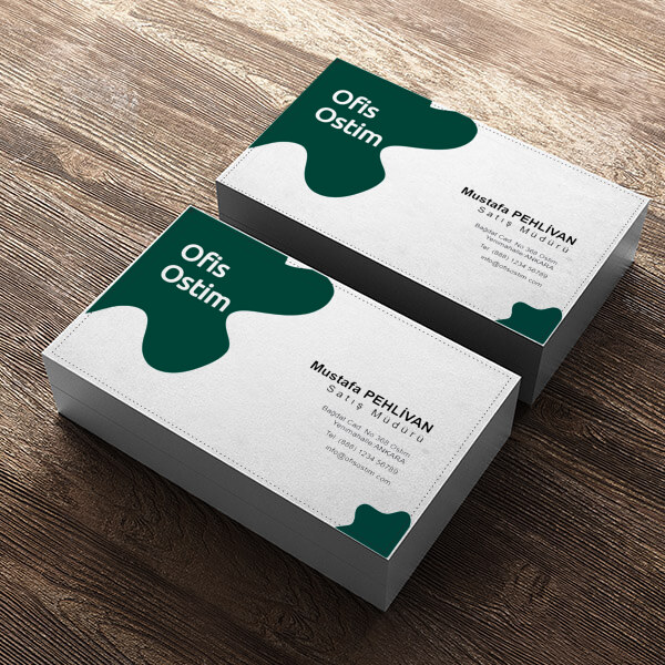 Yeşil Beyaz Kurumsal Kartvizit online tasarla