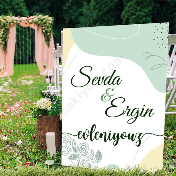 Yeşil Desenli Ayaklı Pano online tasarla