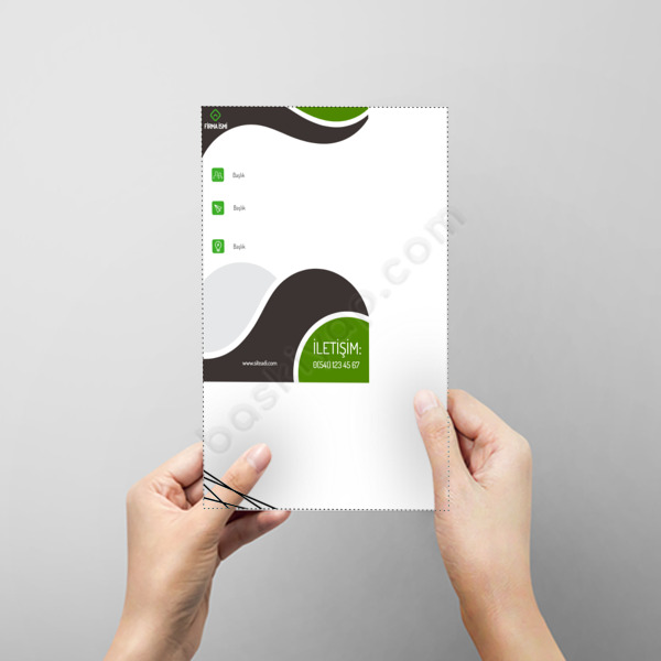 Yeşil Gri Geometrik Desenli A5 Kurumsal Broşür online tasarla