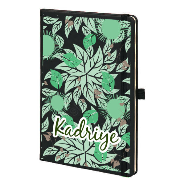 Yeşil Yapraklı Siyah Ajanda online tasarla