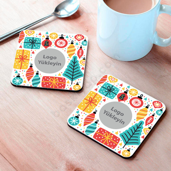 Yılbaşı Firmalara Özel Bardak Altlığı online tasarla
