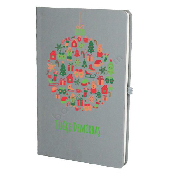 Yılbaşı Kış Konsept Gri Ajanda – Tarihsiz Çizgili Gri Ajanda/Defter 13X21Cm tasarımı