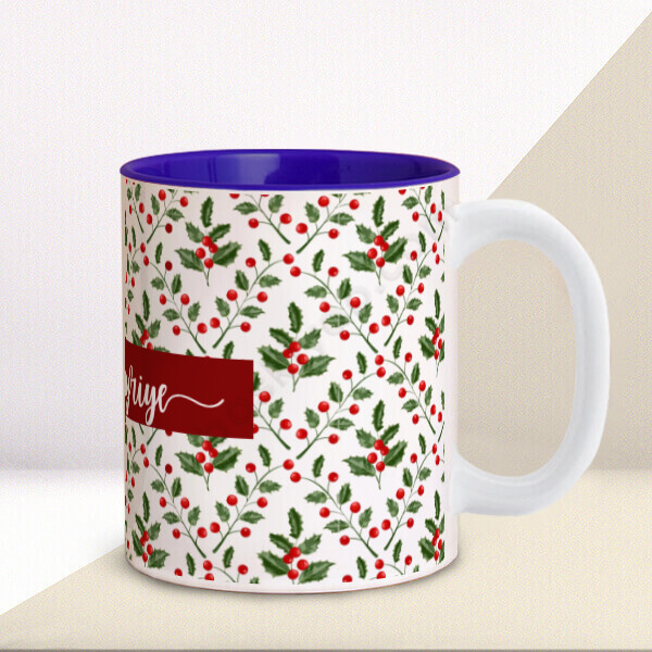 Yılbaşı Konseptli 2 İçi Lacivert Kupa online tasarla