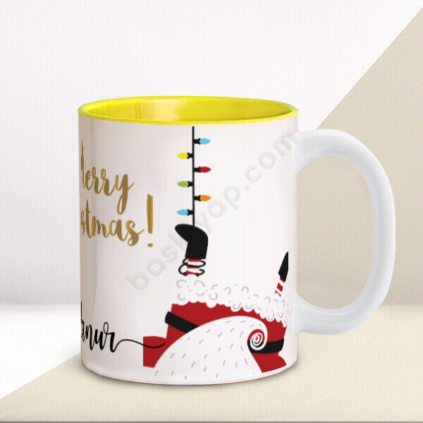 Yılbaşı Konseptli 2 İçi Sarı Kupa online tasarla