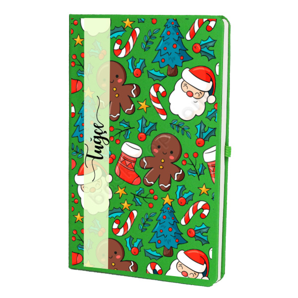 Yılbaşı Konseptli 3 Ajanda/Defter – Tarihsiz Çizgili Yeşil Ajanda/Defter 13X21Cm tasarımı