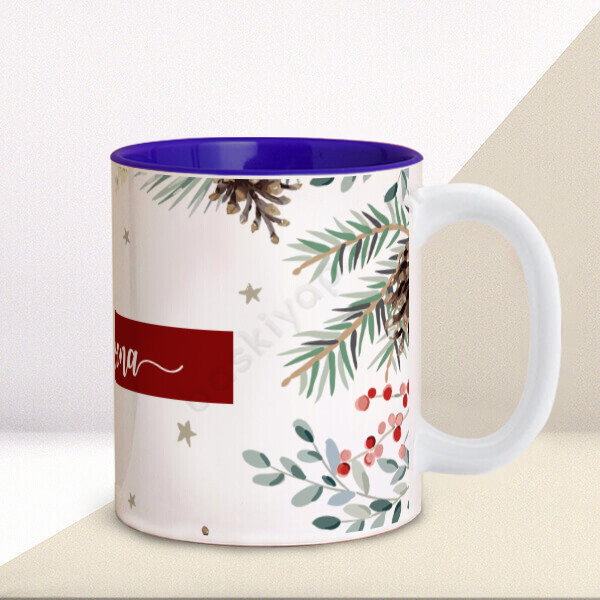 Yılbaşı Konseptli 3 İçi Lacivert Kupa online tasarla