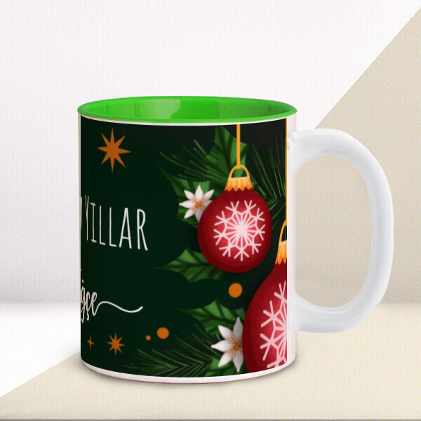 Yılbaşı Konseptli 4 İçi Yeşil Kupa online tasarla