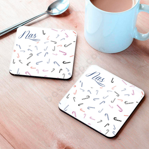 Yılbaşı Şekeri Tasarım Bardak Altlığı online tasarla