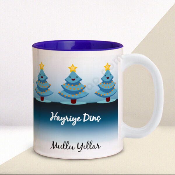 Yılbaşı Temalı Kişiye Özel İçi Lacivert Kupa online tasarla