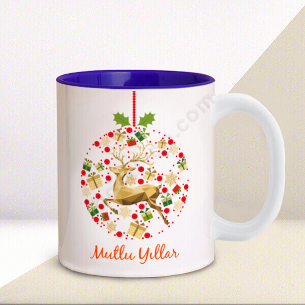 Yılbaşı Temalı Kişiye Özel İçi Lacivert Kupa online tasarla